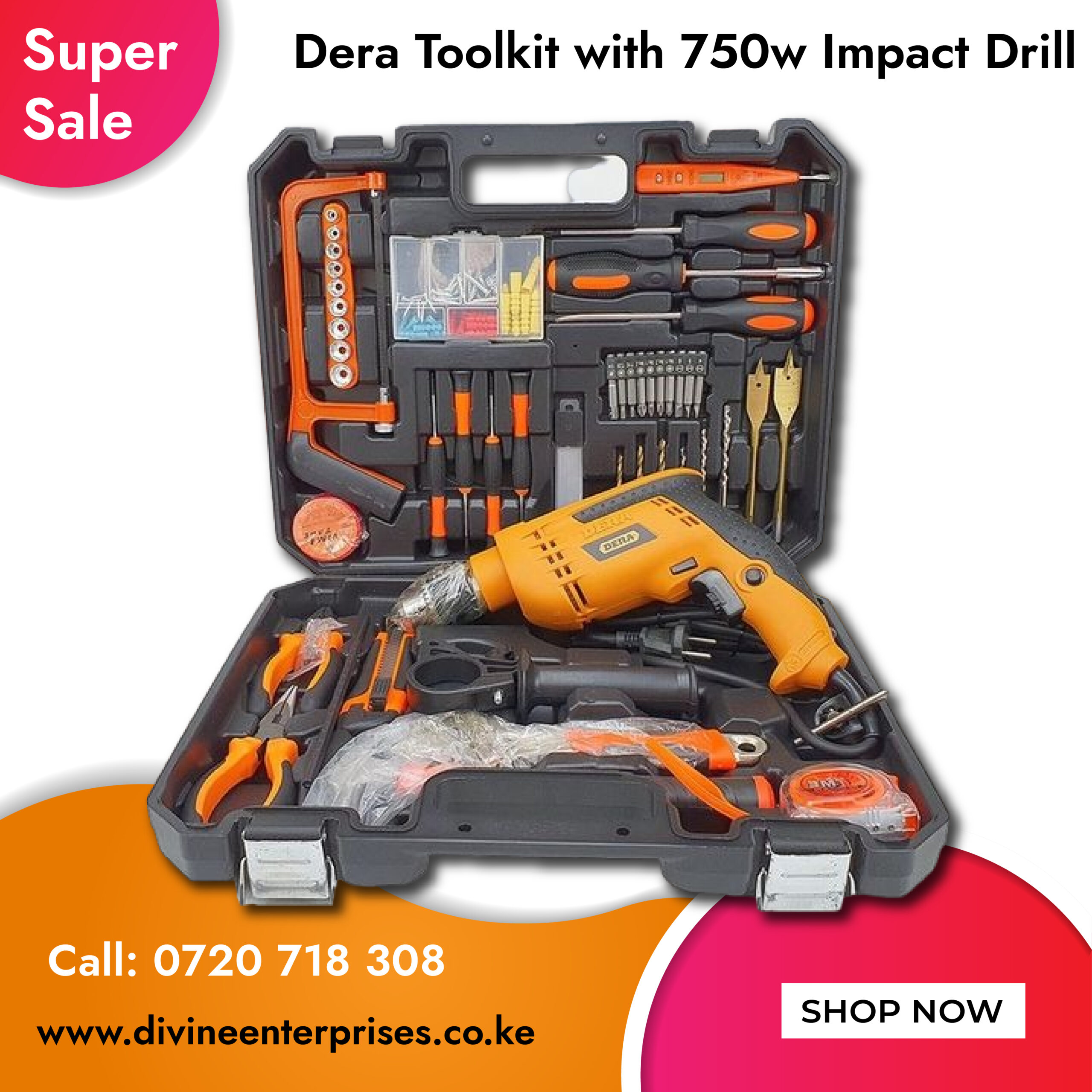 Dera-Toolkit-01-scaled-1.jpg Dera Toolkit with 750w Impact Drill - Image 1