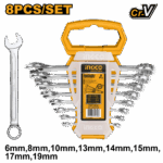 Ingco 8pcs combination spanner set Size:6-19mm
